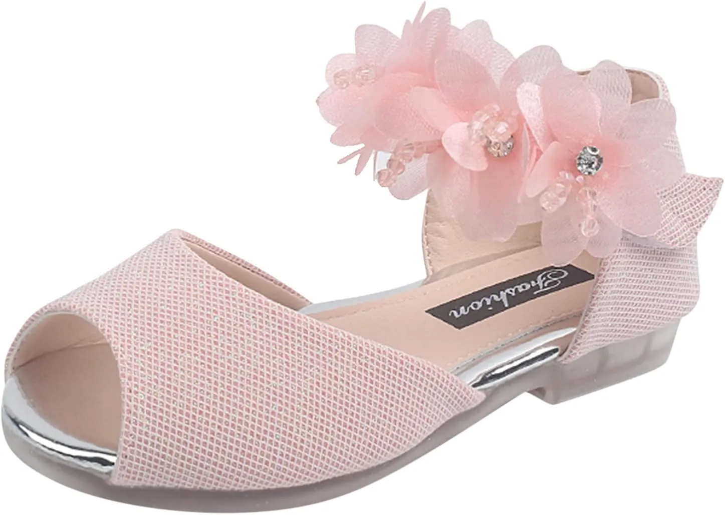 6 Year Old Girls Slippers Girls Rhinestone Flower Shoes Low Heel Flower Wedding Soccer Slide Sandal Girls