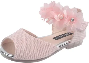 6 Year Old Girls Slippers Girls Rhinestone Flower Shoes Low Heel Flower Wedding Soccer Slide Sandal Girls