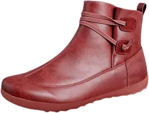 AMDBEL Ankle Boots For Women Dressy, Short Booties Zipper Platform Boots Round Toe Non-Slip Combat Womens Cowboy Ankle Boots