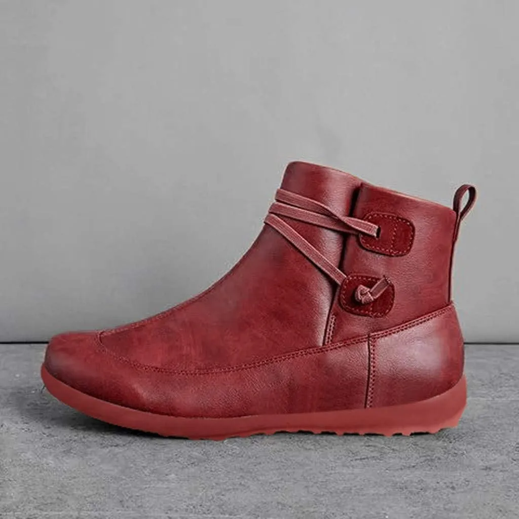 AMDBEL Ankle Boots For Women Dressy, Short Booties Zipper Platform Boots Round Toe Non-Slip Combat Womens Cowboy Ankle Boots