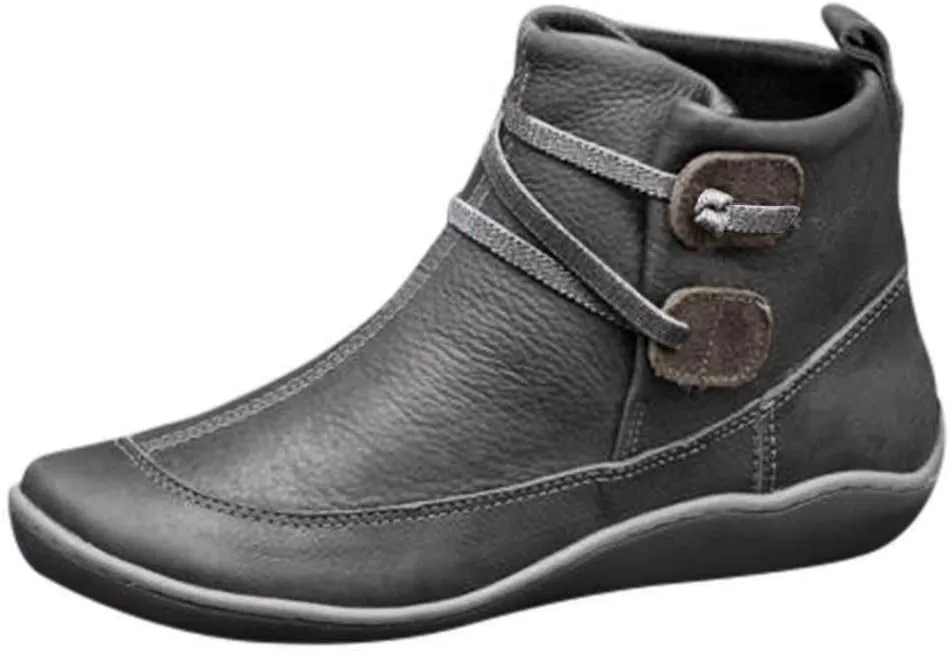 AMDBEL Ankle Boots For Women Dressy, Short Booties Zipper Platform Boots Round Toe Non-Slip Combat Womens Cowboy Ankle Boots