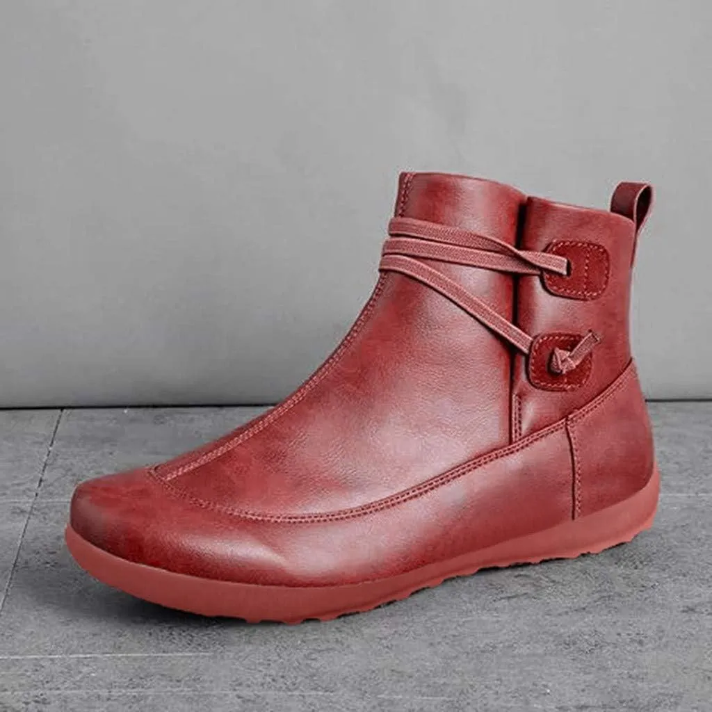 AMDBEL Ankle Boots For Women Dressy, Short Booties Zipper Platform Boots Round Toe Non-Slip Combat Womens Cowboy Ankle Boots