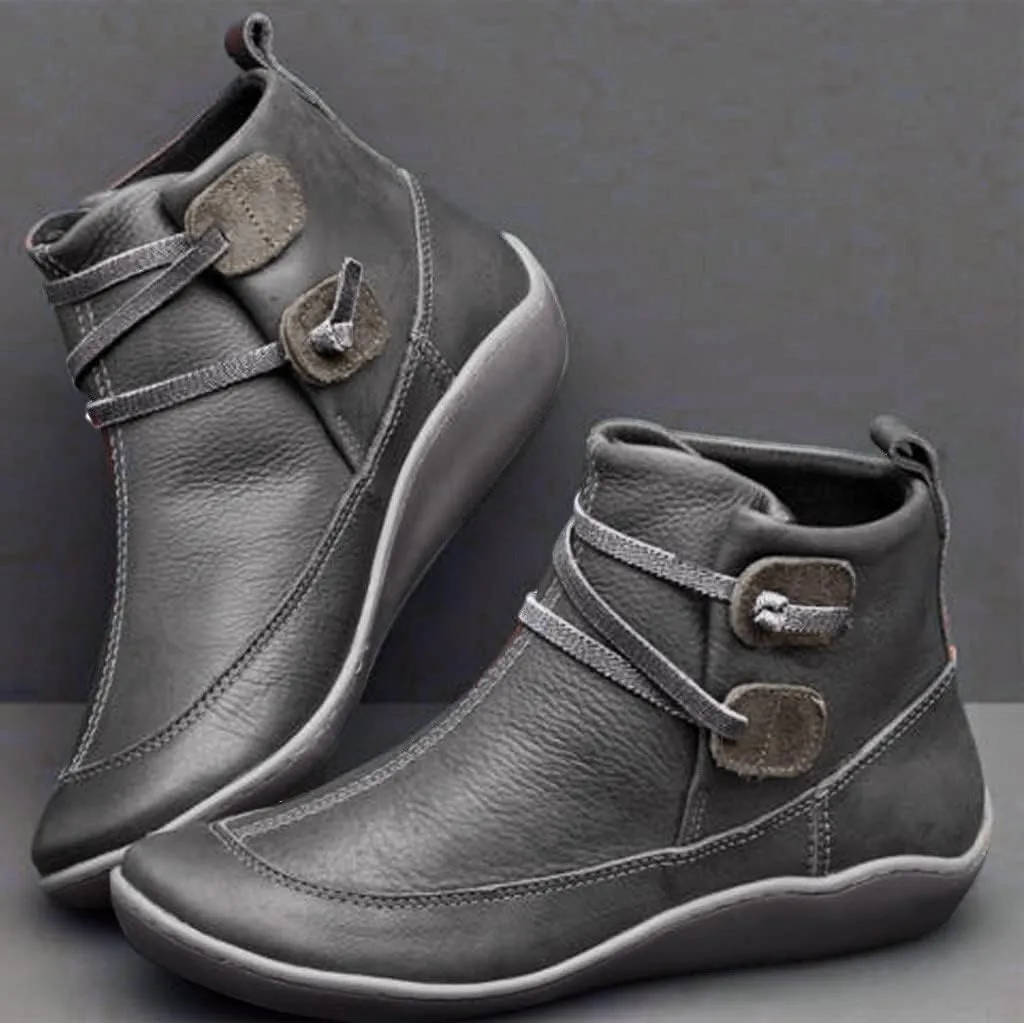 AMDBEL Ankle Boots For Women Dressy, Short Booties Zipper Platform Boots Round Toe Non-Slip Combat Womens Cowboy Ankle Boots