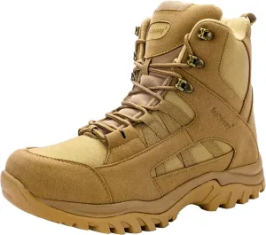 Ansbowey Men's 6" YKK Side Zip Hiking Boots High Top Outdoor Sports Trekking Hiker Boot Brown 9 US