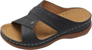 Arch Support Beach Sandals Women Summer Comfortable Low Wedge Slippers Slip on Sandal 2025 Trendy