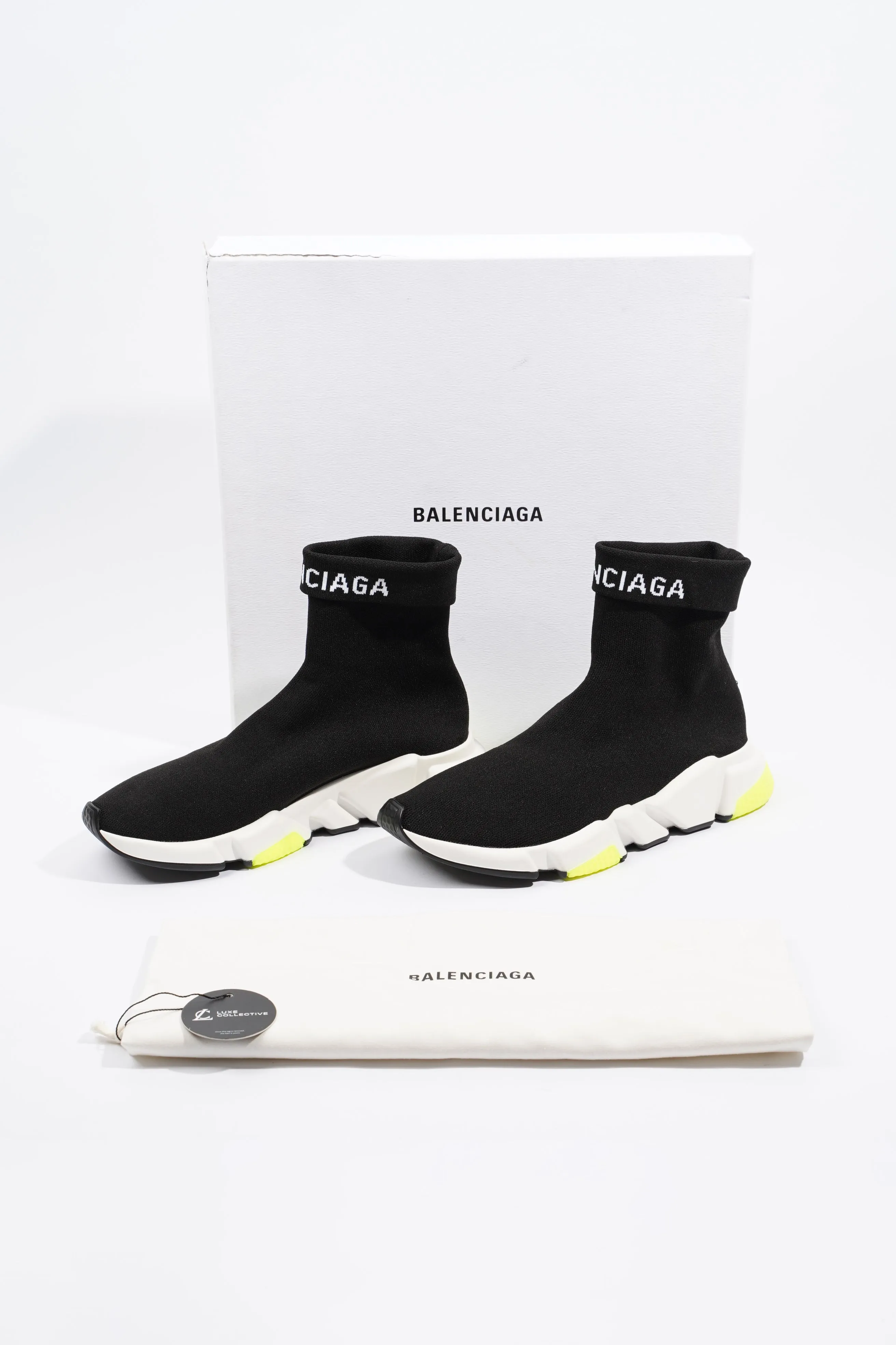 Balenciaga Mens Speed Black / White / Yellow EU 41 / UK 7