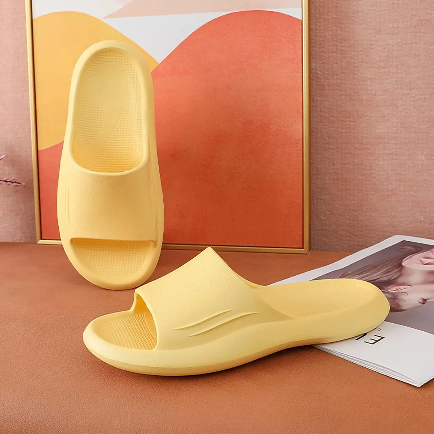 Bathroom Slipper Women and Men Cloud Slides Mens Showers Sandals Pillow Slippers Shower Slides Open Toe Soft Sole