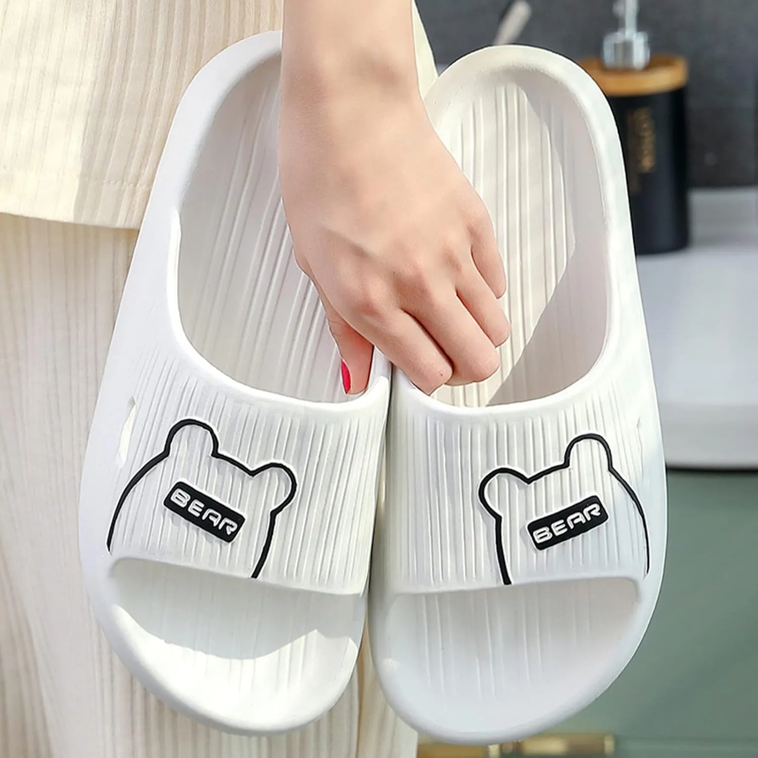 Bathroom Slippers Men Womens Slides Mens Slippers Shower Shoes Women Drainage Hole Gym Soft Sole