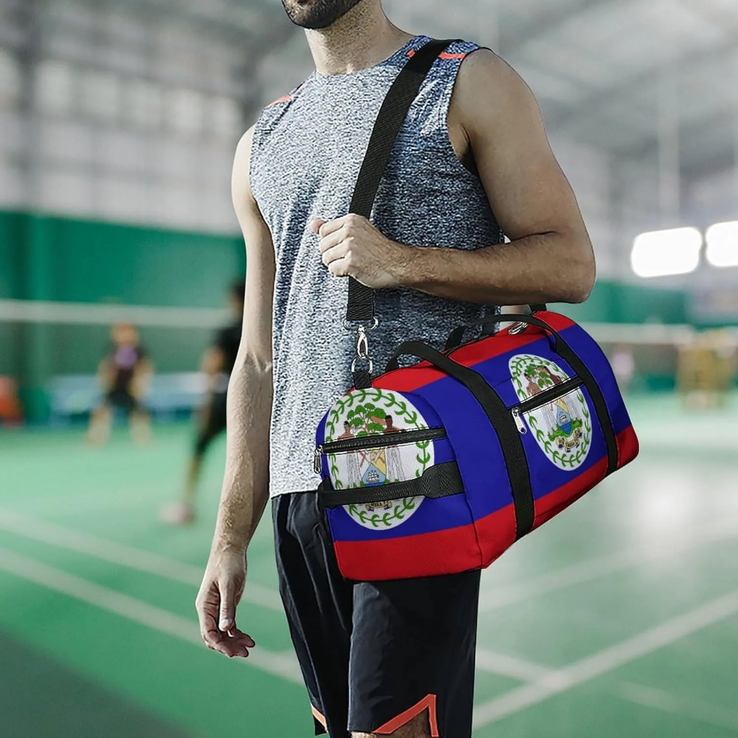 Belize Flag Gym Bag for Boys Girls with Shoe Compartment and Wet Pocket