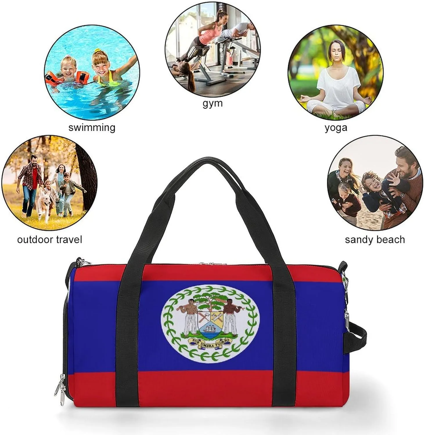 Belize Flag Gym Bag for Boys Girls with Shoe Compartment and Wet Pocket