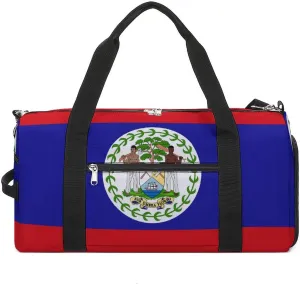 Belize Flag Gym Bag for Boys Girls with Shoe Compartment and Wet Pocket