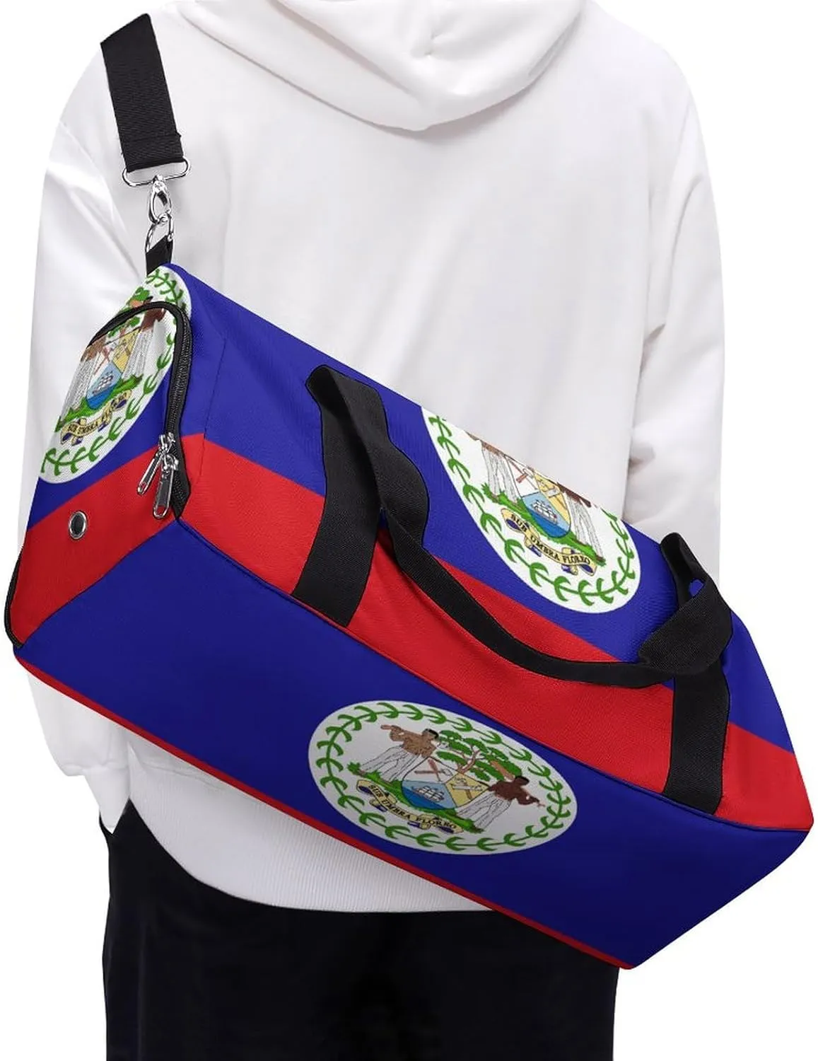 Belize Flag Gym Bag for Boys Girls with Shoe Compartment and Wet Pocket
