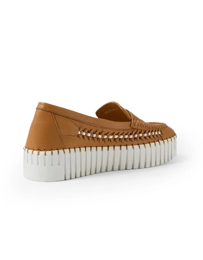 Brogany Tan White Leather Sneakers