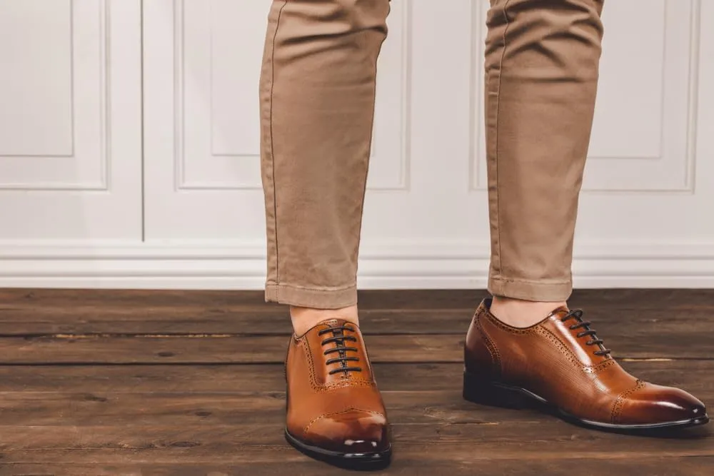 CALTO Men's Invisible Height Increasing Elevator Shoes - Brown Premium Leather Lace-up Wing-tip Formal Oxfords - 2.4 Inches Taller - Y1066 - Size 9 D(M) US