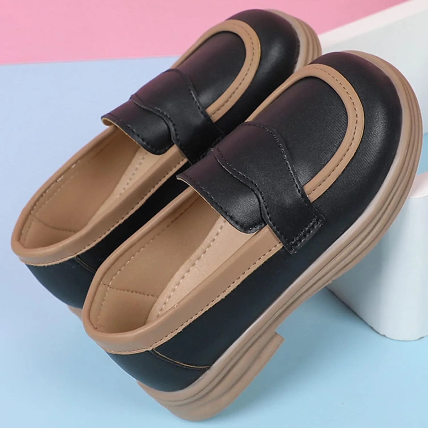 Chunky Loafers for Girl Toddler Kids Dress Shoes Platform Loafers School Uniform Slip On Shoes Toddler Girls Shoes