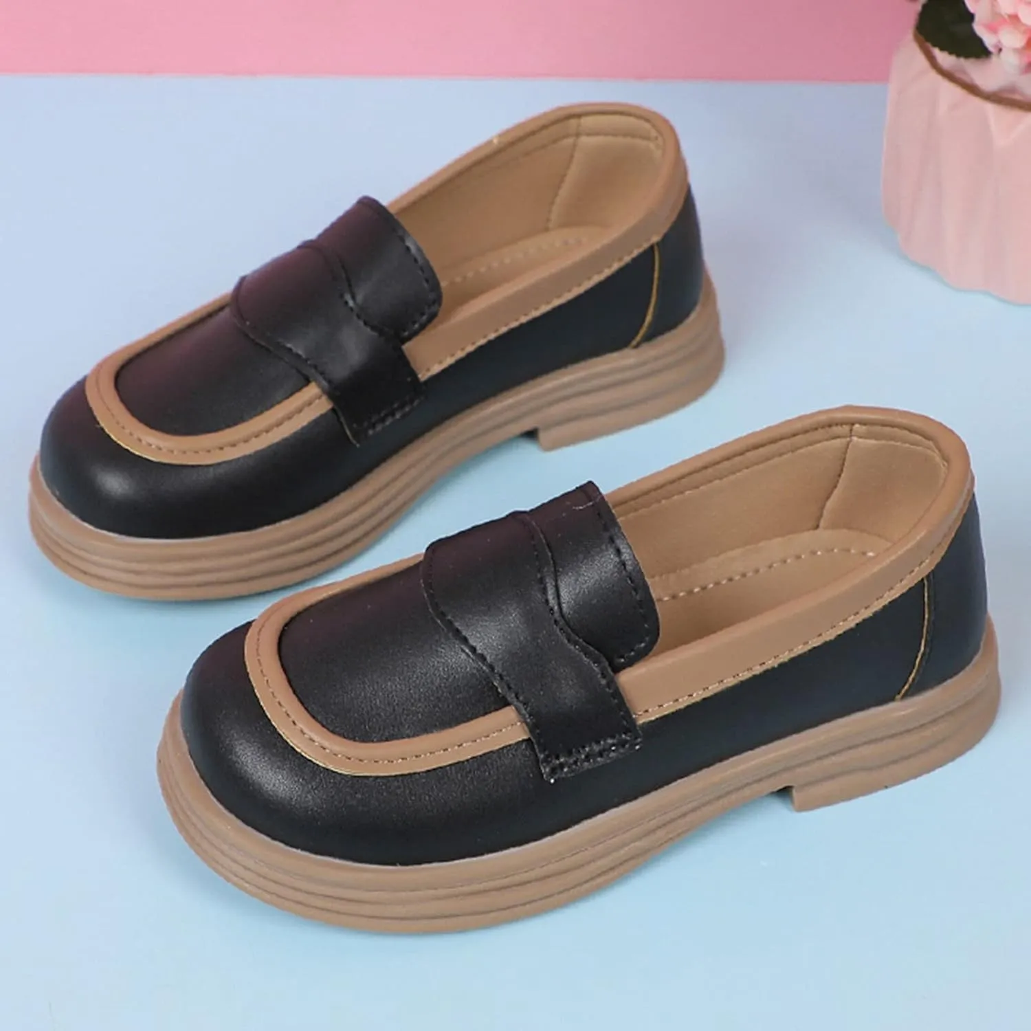 Chunky Loafers for Girl Toddler Kids Dress Shoes Platform Loafers School Uniform Slip On Shoes Toddler Girls Shoes