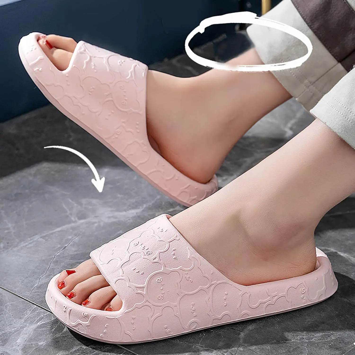 Cloud Slides Women and Men Bathroom Slipper Mens Pillow Slippers Shower Shoes Quick Drying Drainage Hole Non Slip