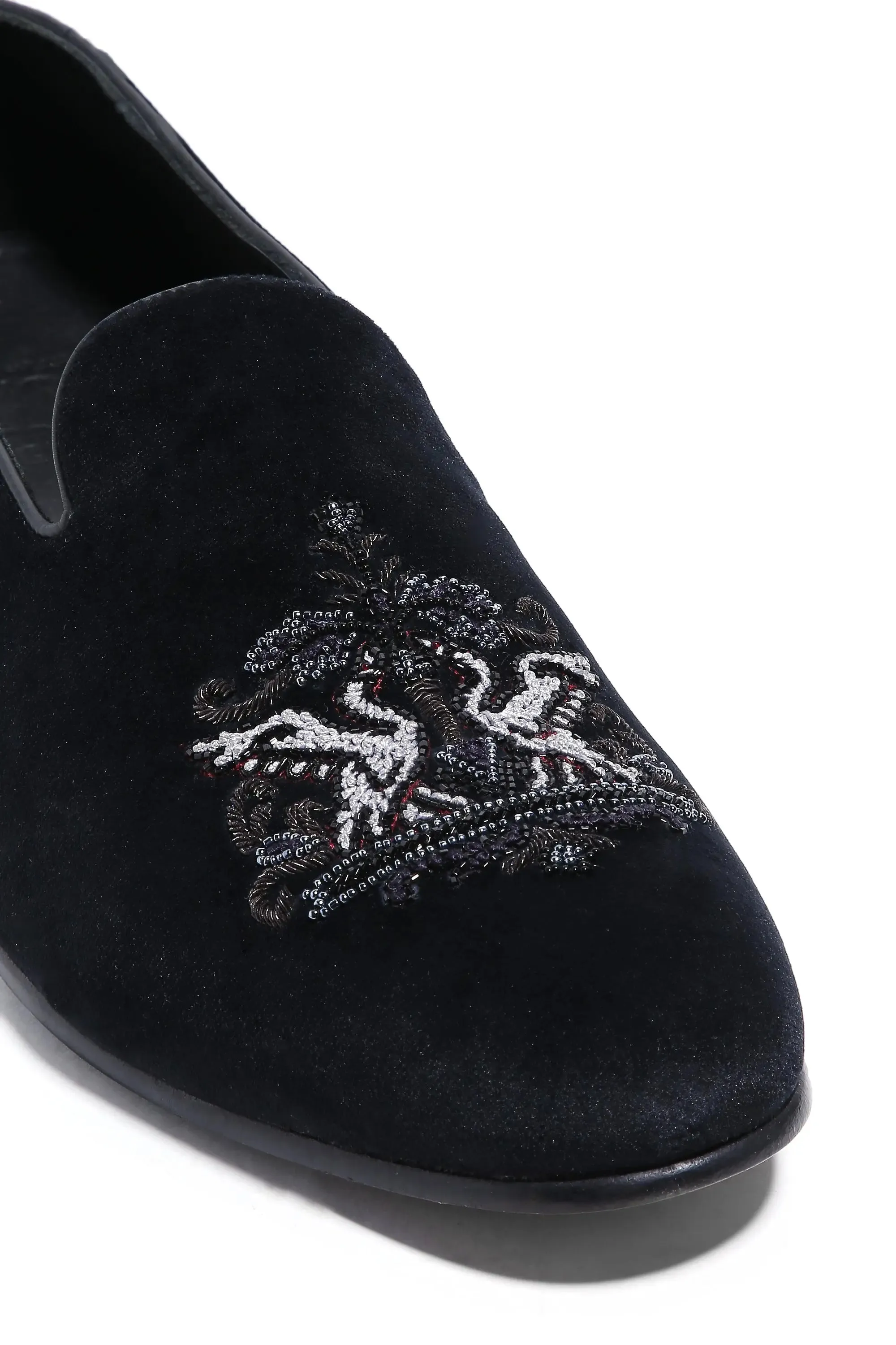 Crowned Swan Velvet Elegance Slip-Ons