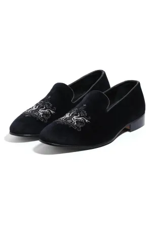 Crowned Swan Velvet Elegance Slip-Ons