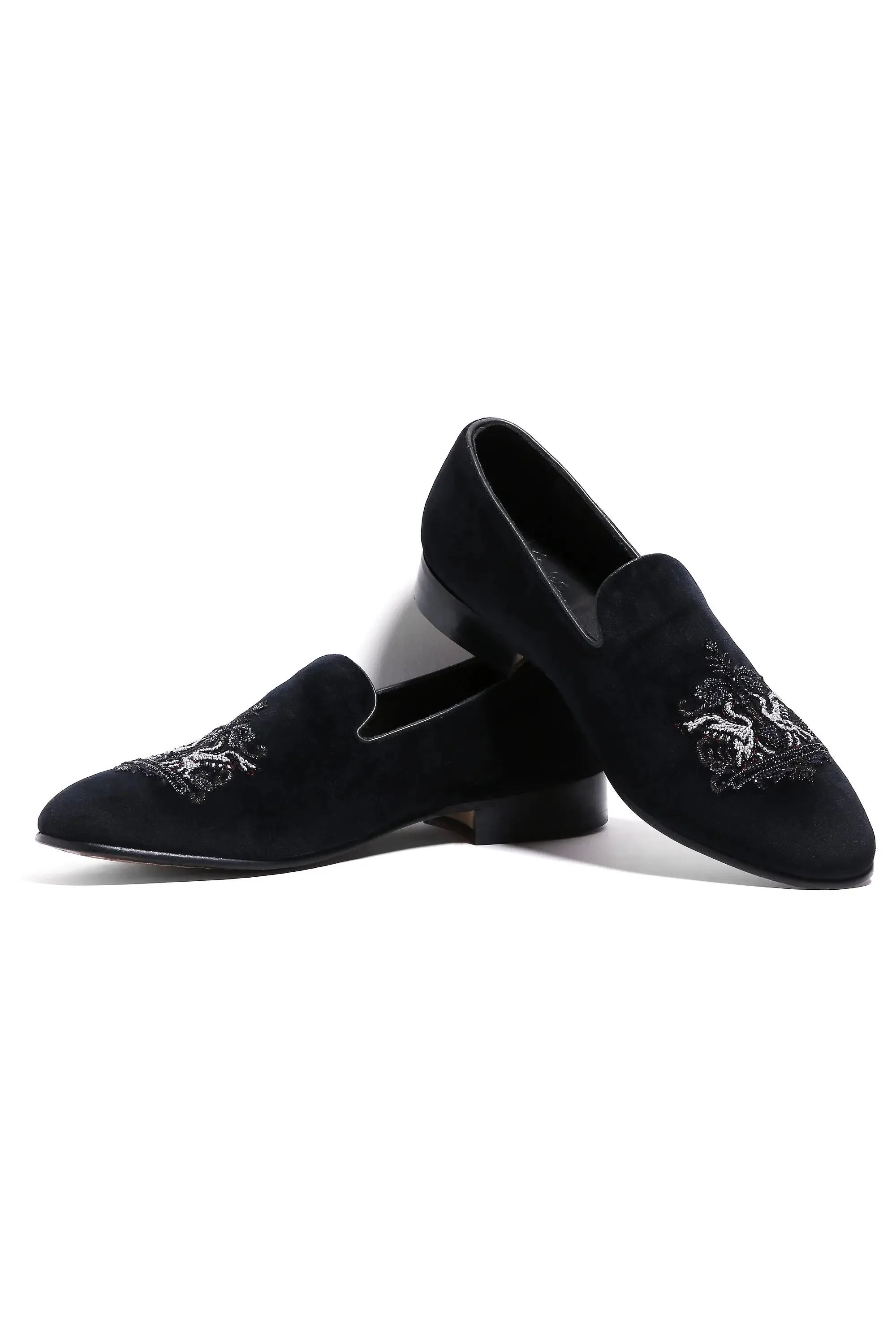 Crowned Swan Velvet Elegance Slip-Ons