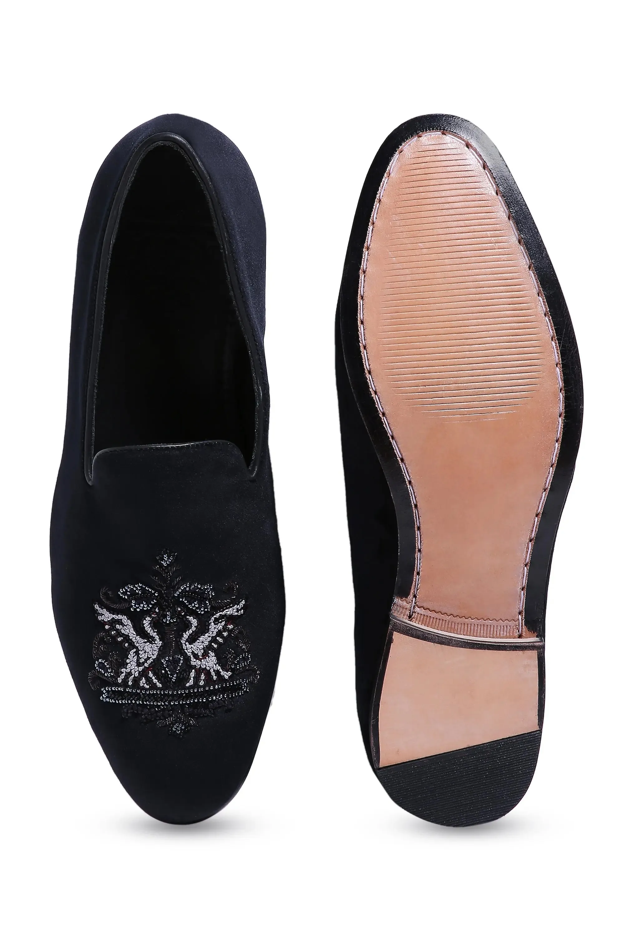 Crowned Swan Velvet Elegance Slip-Ons