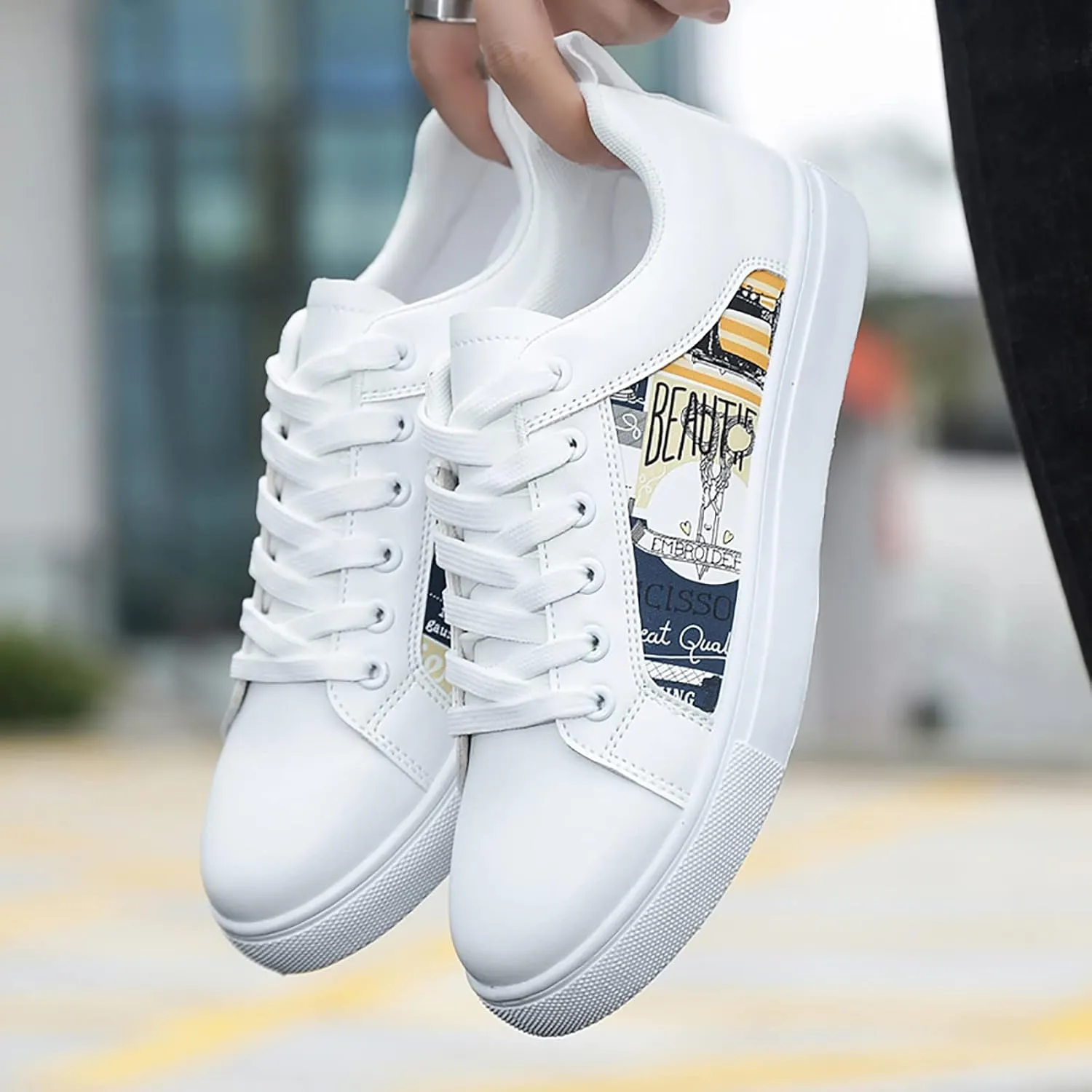 CsgrFagr Men Retro All Casual Shoes Small White Shoes Trendy Shoes Skate Shoe Dudes for Men Boots (Yellow, 9)