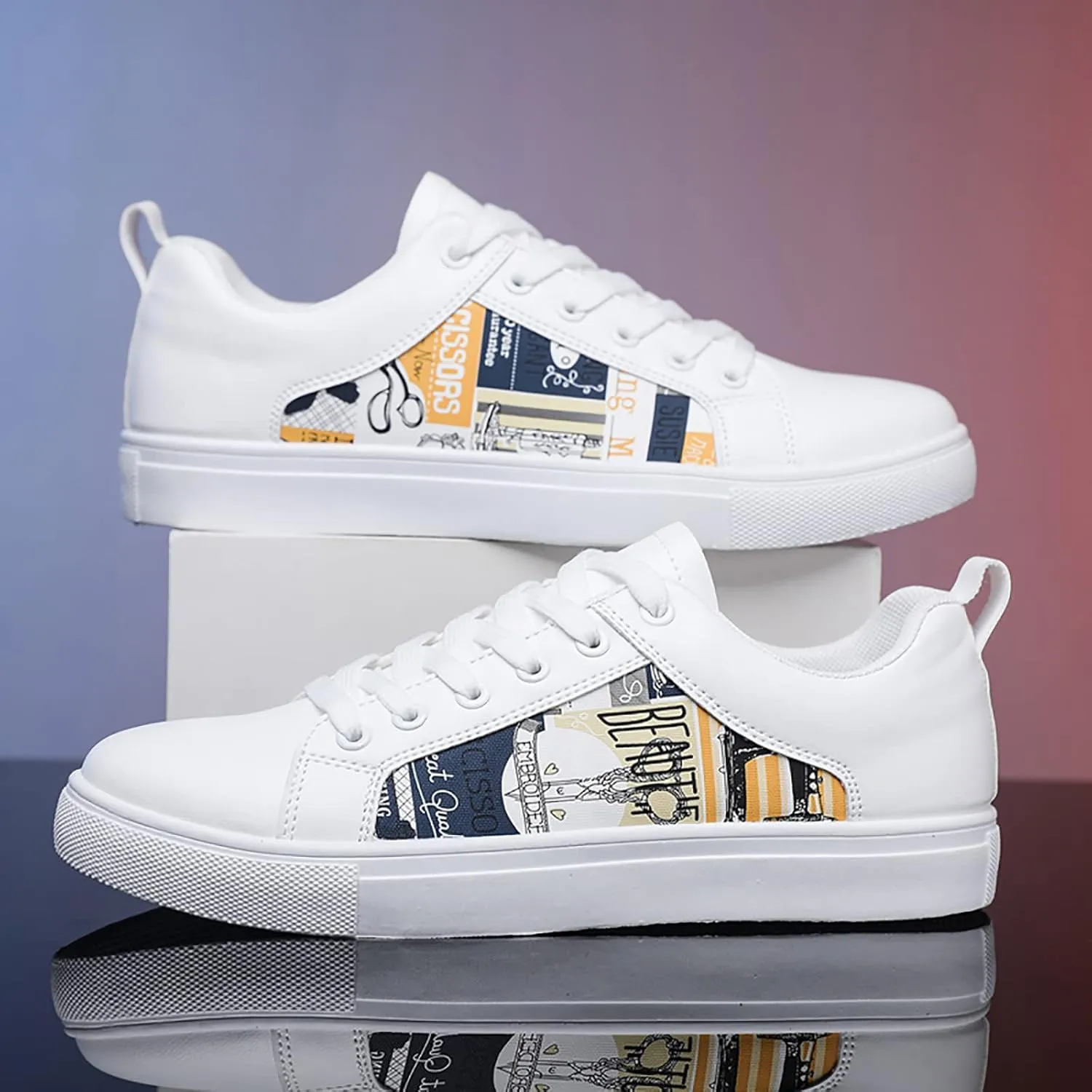 CsgrFagr Men Retro All Casual Shoes Small White Shoes Trendy Shoes Skate Shoe Dudes for Men Boots (Yellow, 9)