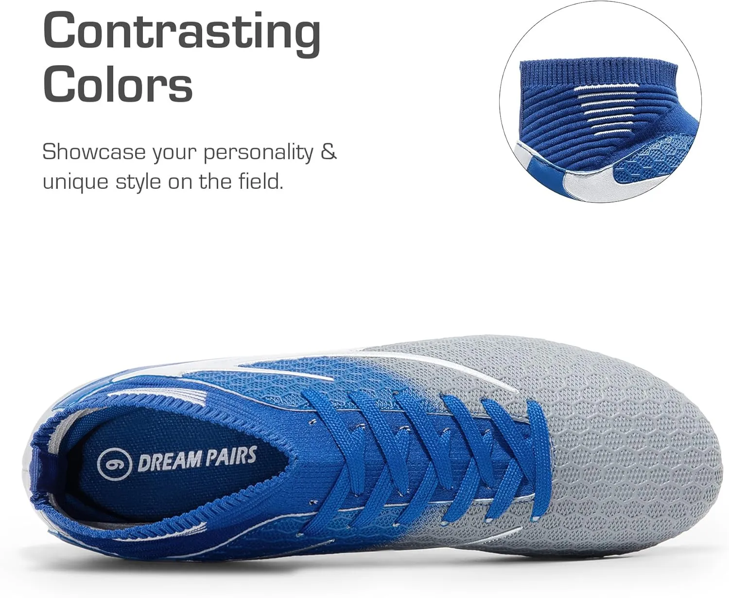 DREAM PAIRS Men's High-Tops Soccer Cleats Lace-Up Adult Football Shoes Lightweight Professional Athletic Training Soccer Shoes