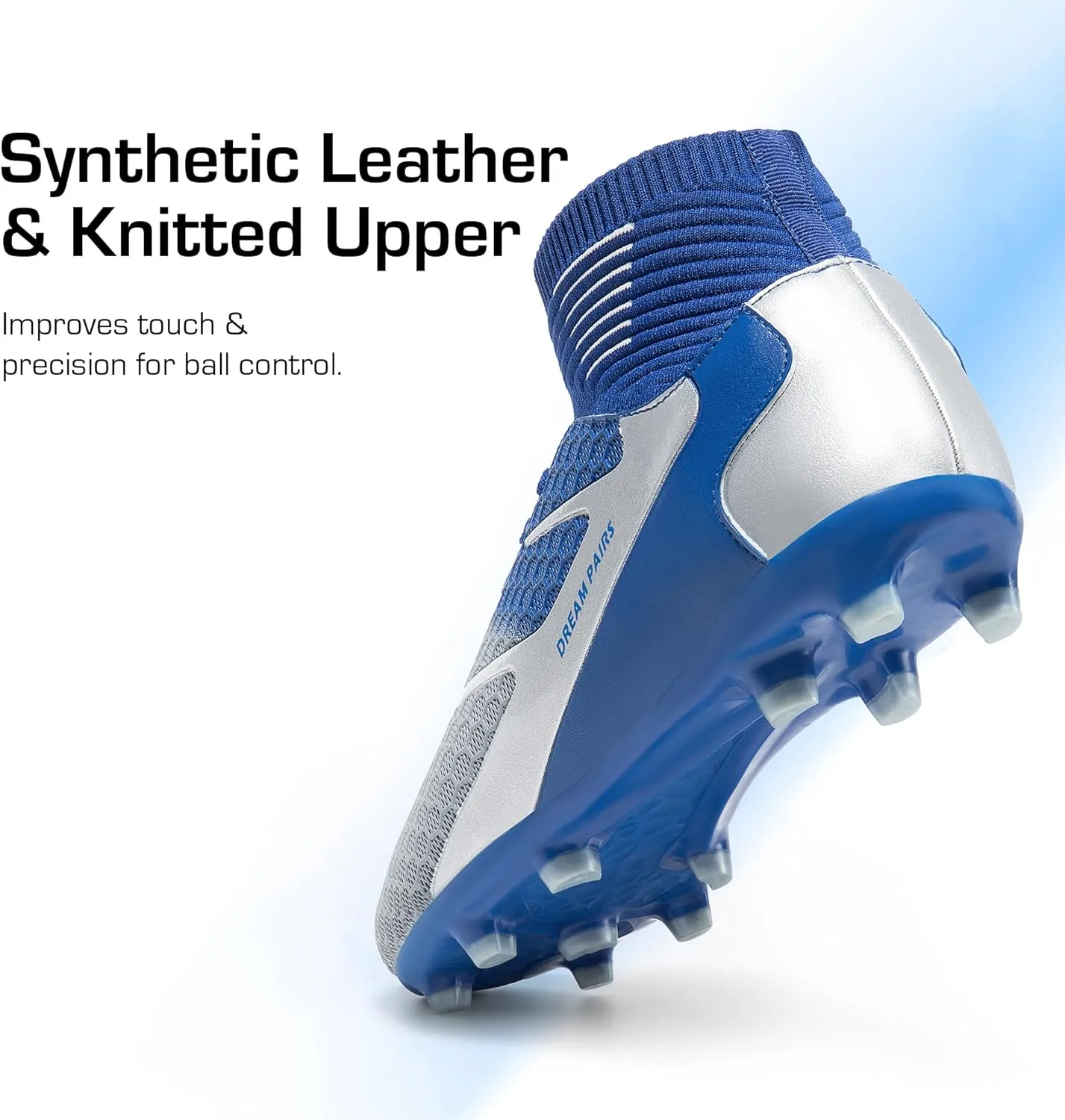 DREAM PAIRS Men's High-Tops Soccer Cleats Lace-Up Adult Football Shoes Lightweight Professional Athletic Training Soccer Shoes