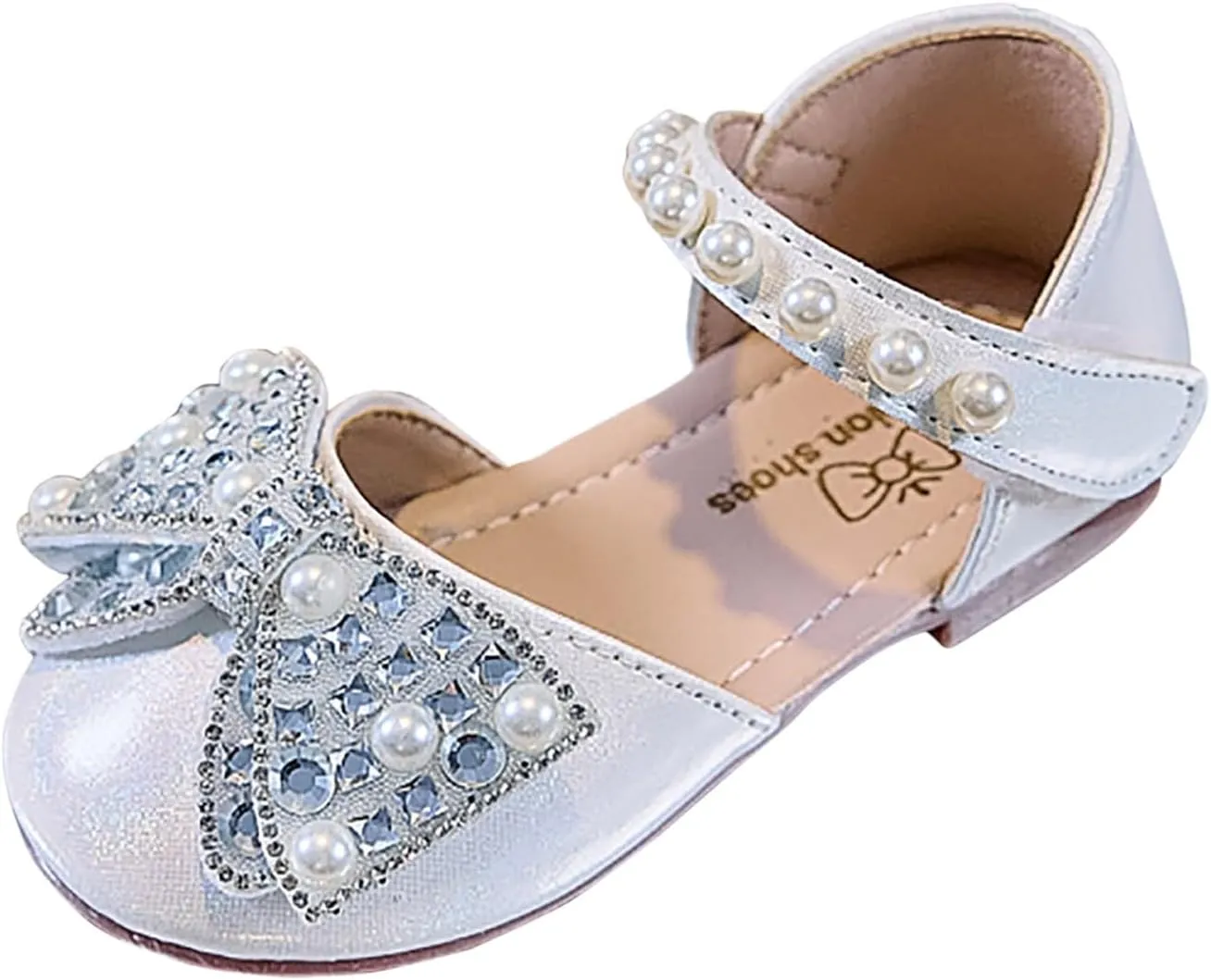 Dress Cosplay Shoes Bling Bowknot Kids Baby Sandals Single Shoes Pearl Girls Crystal Infant Baby