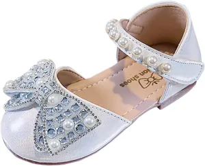 Dress Cosplay Shoes Bling Bowknot Kids Baby Sandals Single Shoes Pearl Girls Crystal Infant Baby