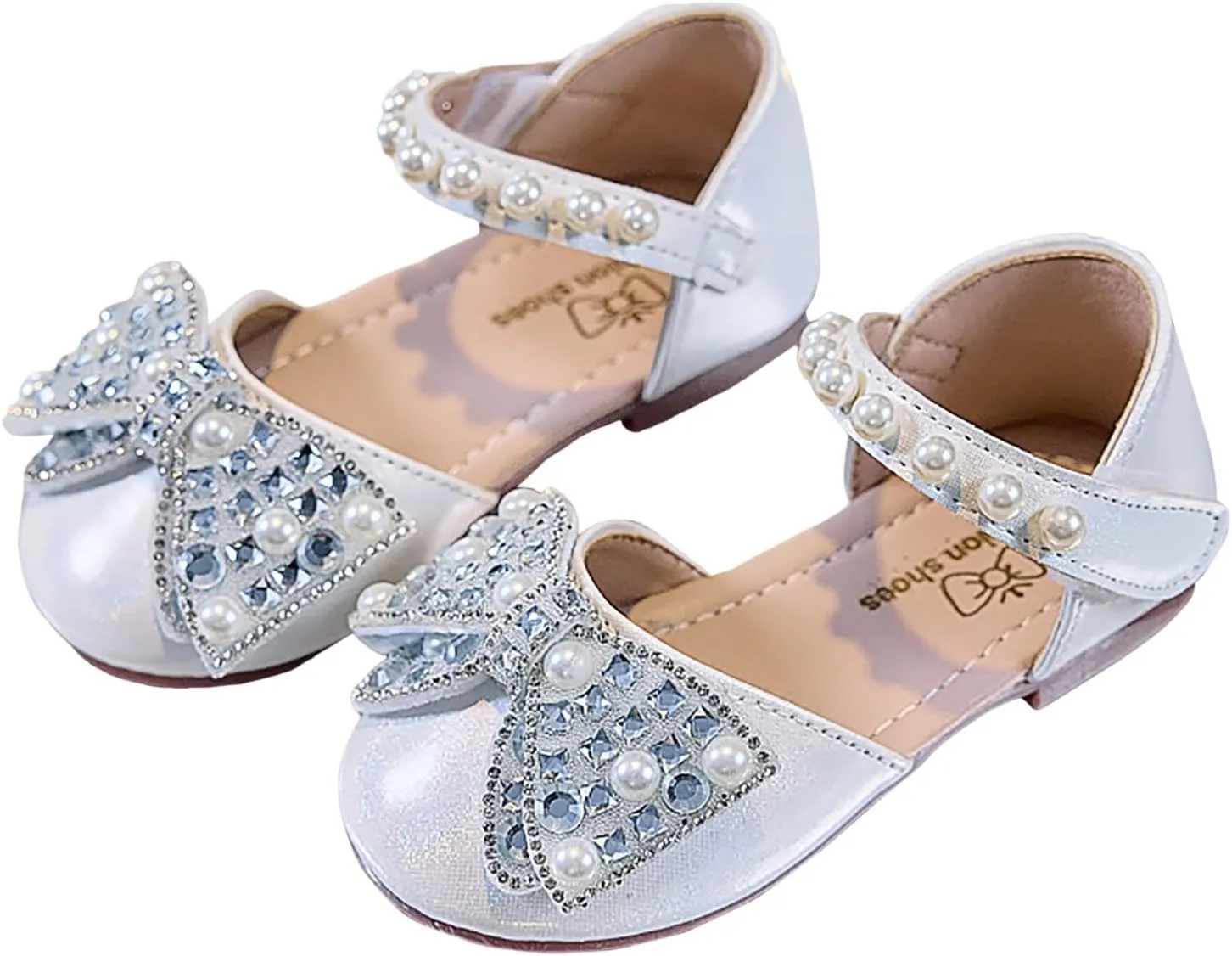Dress Cosplay Shoes Bling Bowknot Kids Baby Sandals Single Shoes Pearl Girls Crystal Infant Baby