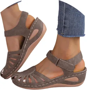 Eduavar Sandals for Women 2025 Dressy Wedge Sandals Closed Toe Platform Outdoor Ankle Strap Beach Walking Lightweight Shoes