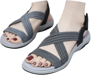 Eduavar Sandals for Women 2025 Flats Comfort Walking Beach Hiking Vacation Sandals with Arch Support Casual Summer Shoes