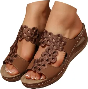Eduavar Sandals for Women 2025 Slip On Comfortable Orthopedic Slide Slippers Lady Walking Platform Sandals with Arch Support