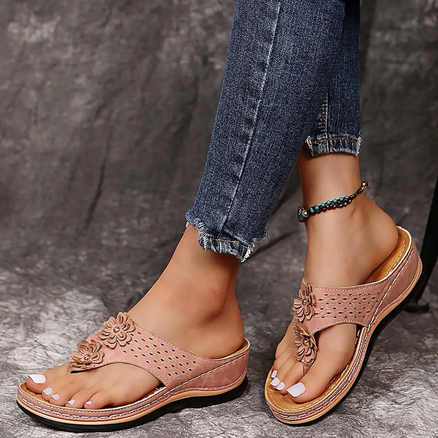 Eduavar Sandals for Women Dressy Summer, Orthopedic Sandals for Women Comfortable Open Toe Flip Flops Casual Beach Sandals