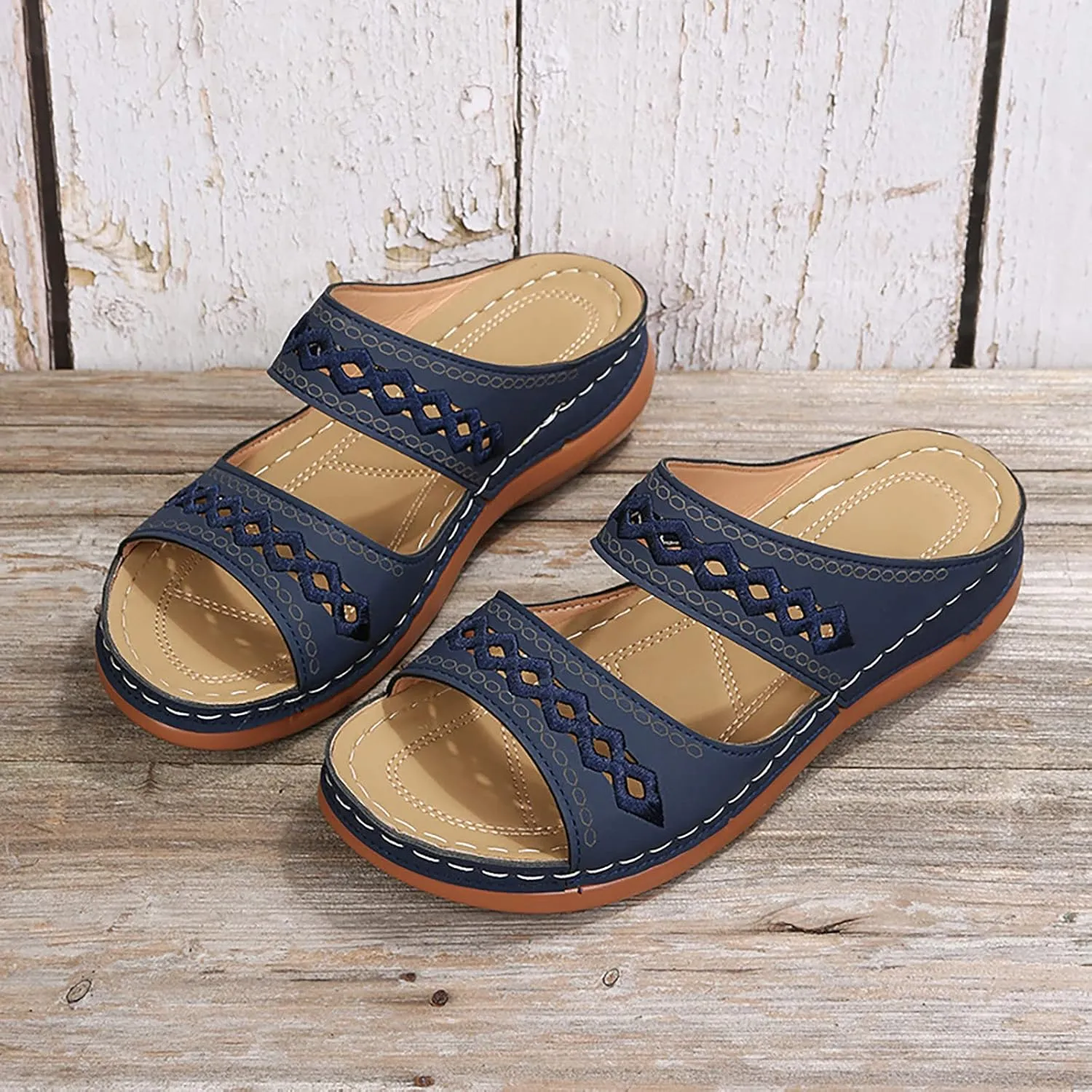 Eduavar Sandals Women Dressy Summer, Womens Sandals Dressy Fish Mouth Hollow Out Sandals Open Toe Comfy Sandals Shoes