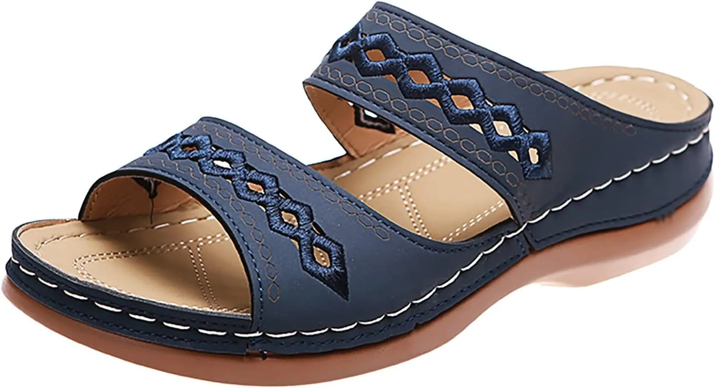 Eduavar Sandals Women Dressy Summer, Womens Sandals Dressy Fish Mouth Hollow Out Sandals Open Toe Comfy Sandals Shoes