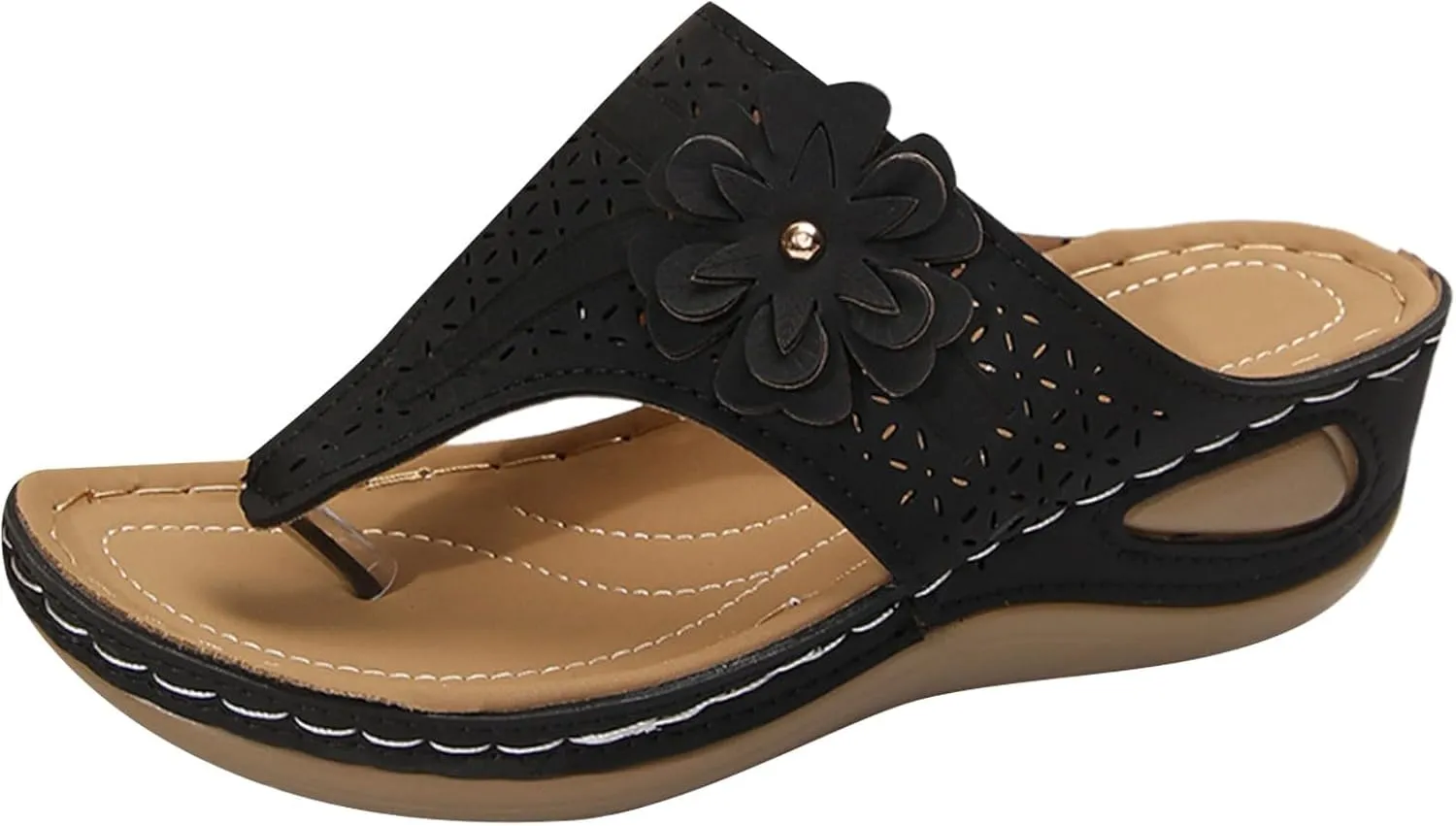 Eduavar Sandals Women Soft Cushion Footbed Arch Support Flip Flop Comfortable Casual Summer Beach Lightweight Thong Sandals