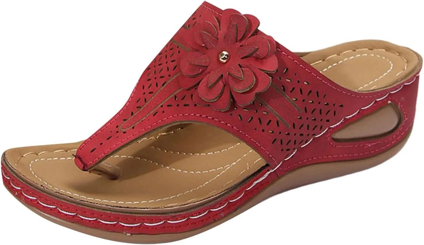 Eduavar Sandals Women Soft Cushion Footbed Arch Support Flip Flop Comfortable Casual Summer Beach Lightweight Thong Sandals
