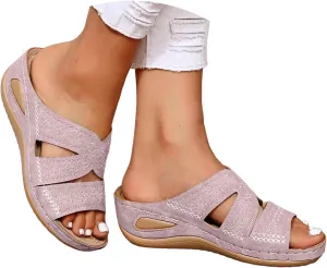 Eduavar Summer Sandals for Women, Orthopedic Sandals for Women Retro Sandals Open Toe Anti-Slip Comfy Walking Sandals