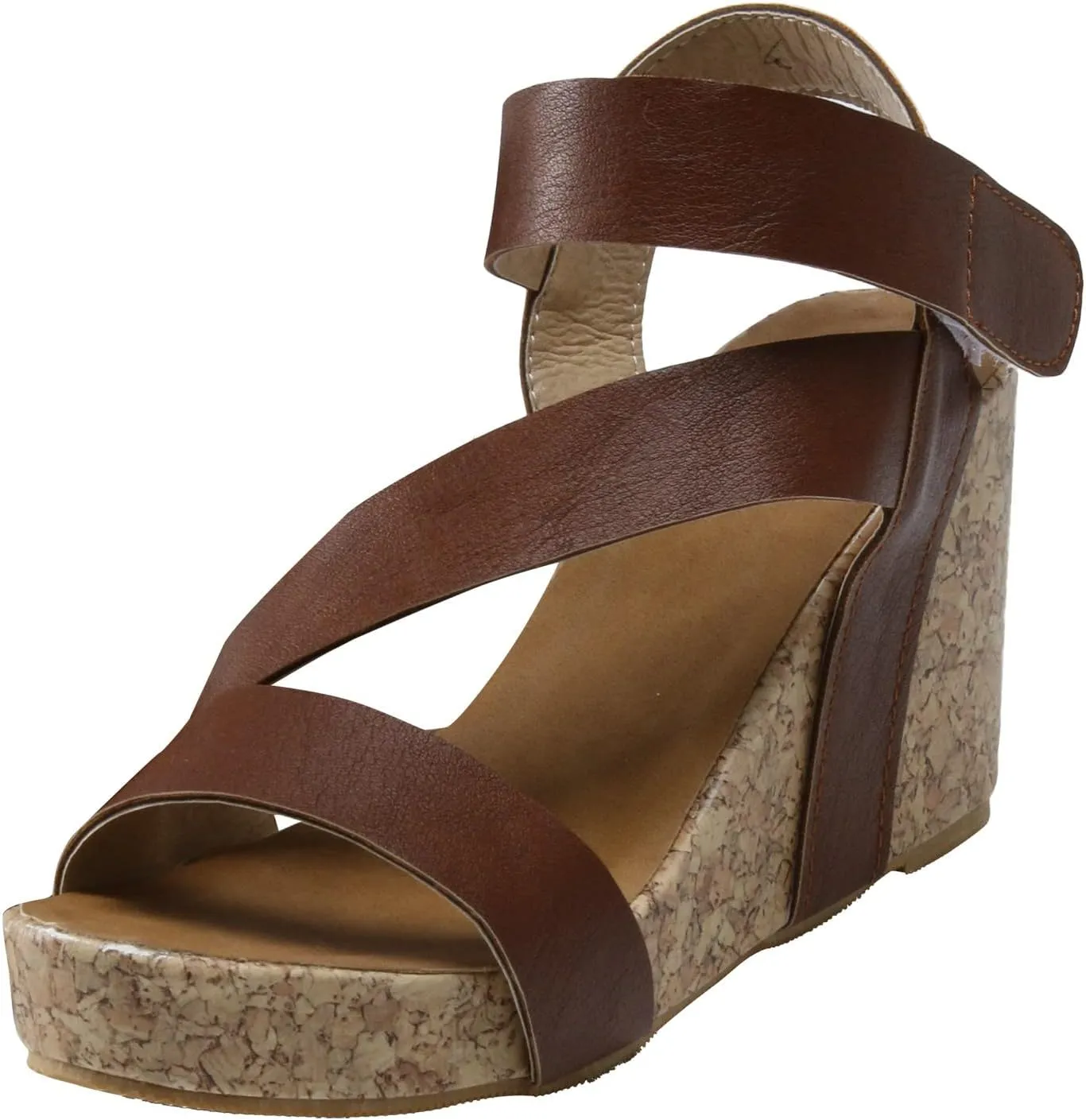 Eduavar Summer Sandals for Women, Sandals for Women Dressy Leather Wedge Platform Sandals Open Toe Sandals Shoes