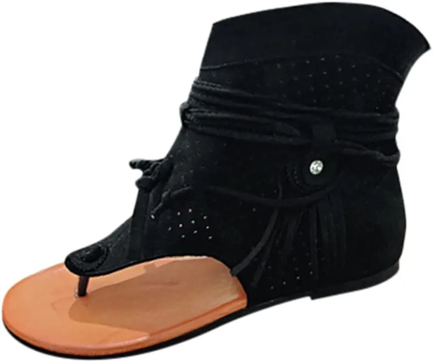 Eduavar Wedge Sandals for Women, Womens Sandals Summer Beach Sandals Floral Shoes Casual Ring Toe Flat Sandals