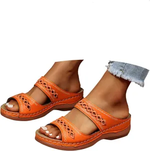 Eduavar Womens Sandals Casual Orthopedic Wedge Platform Sandals with Arch Support Comfortable Platform Walking Slip on Slides
