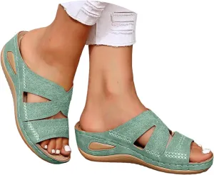 Eduavar Womens Sandals Summer Dressy Orthotic Slides Comfort Support Slip on Flip Flops Platform Sandals Yoga Mat Slippers