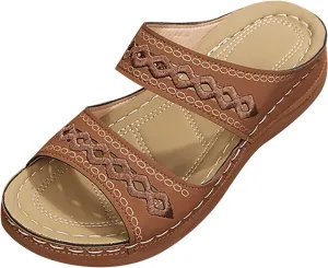 Eduavar Womens Sandals Summer Fashion Orthotic Soft Slip On Comfortable Athletic Yoga Mat Cushion Sandals Dressy Beach Shoes