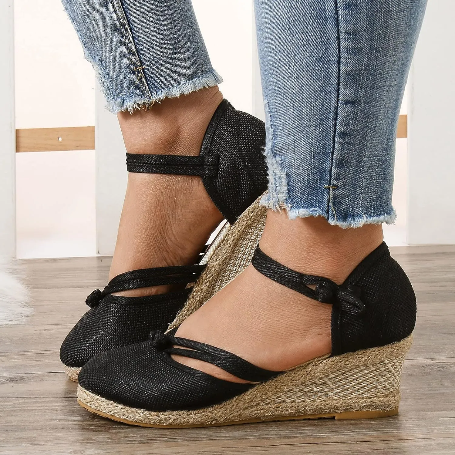 Eduavar Womens Sandals Summer Wedge Orthopedic Sandals with Arch Support Closed Toe Platform Ankle Strap Beach Walking Shoes