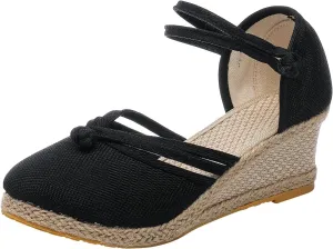 Eduavar Womens Sandals Summer Wedge Orthopedic Sandals with Arch Support Closed Toe Platform Ankle Strap Beach Walking Shoes