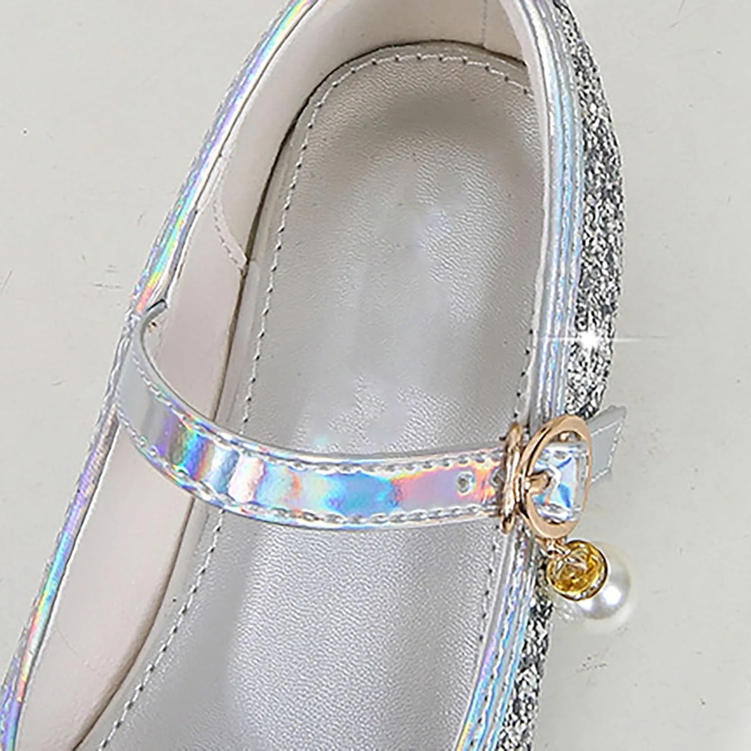 Flower Girls Dress Shoes Glitter Ballet Flat?? for Toddler Wedding Par??y School Fashion Buckle Mary Jane Shoes