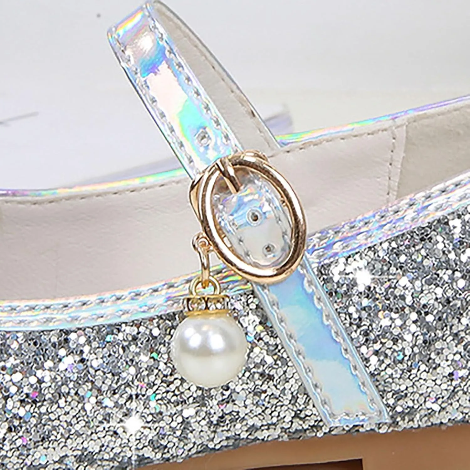 Flower Girls Dress Shoes Glitter Ballet Flat?? for Toddler Wedding Par??y School Fashion Buckle Mary Jane Shoes